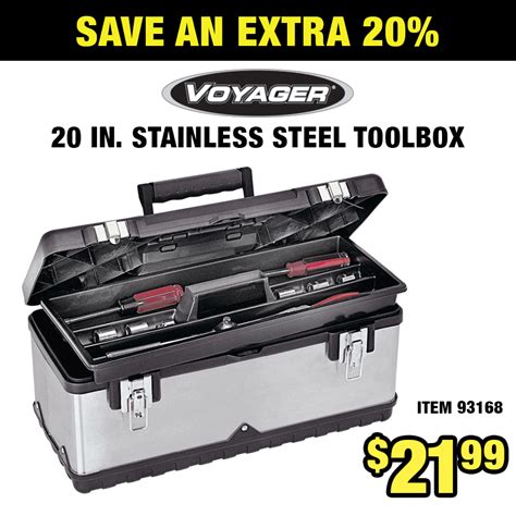 harbor freight stainless steel box|VOYAGER 20 in. Stainless Steel Toolbox .